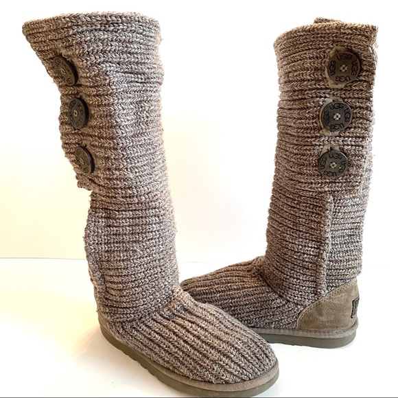 UGG Classic Cardy Knit Boots 5 Gray - Picture 2 of 9